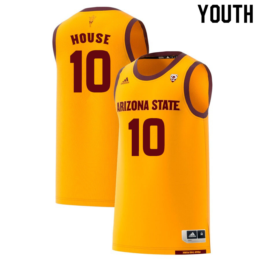 Youth #10 Jaelen House Arizona State Sun Devils College Basketball Jerseys Sale-Gold